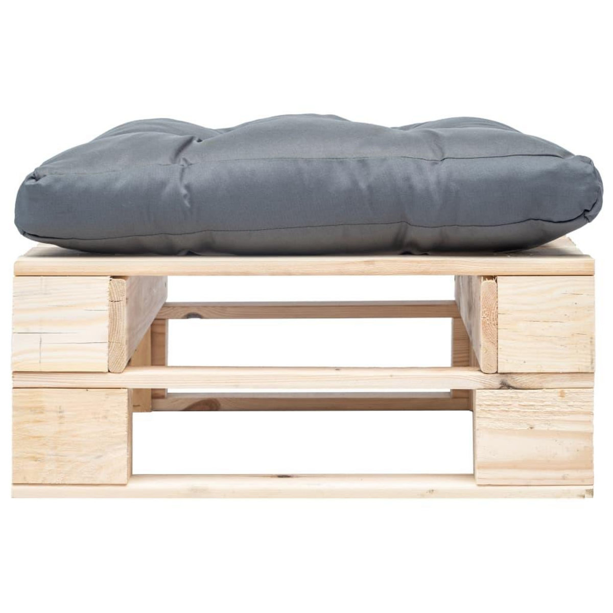 VIDAXL Repose-pied palette de jardin avec coussin gris bois naturel