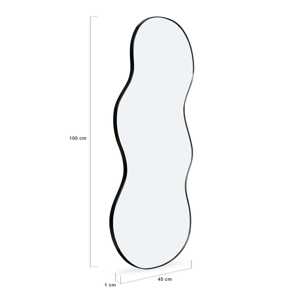 ID MARKET Miroir organique contour noir 45 x 100 cm