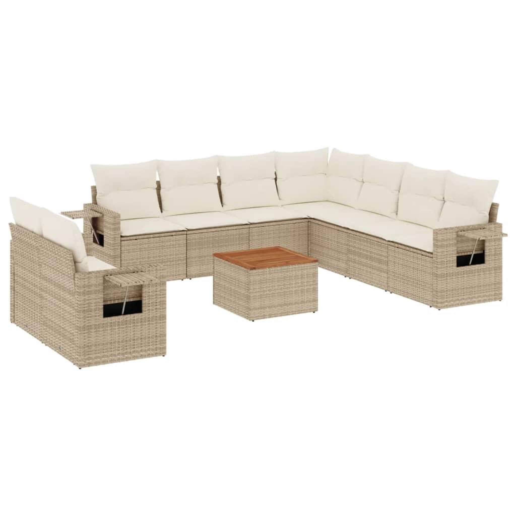 Voir la diapositive 2 : VIDAXL Salon de jardin avec coussins 10 pcs beige resine tressee