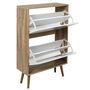 Voir la diapositive 2 : TOILINUX Meuble à chaussures avec 2 portes - Blanc et Bois