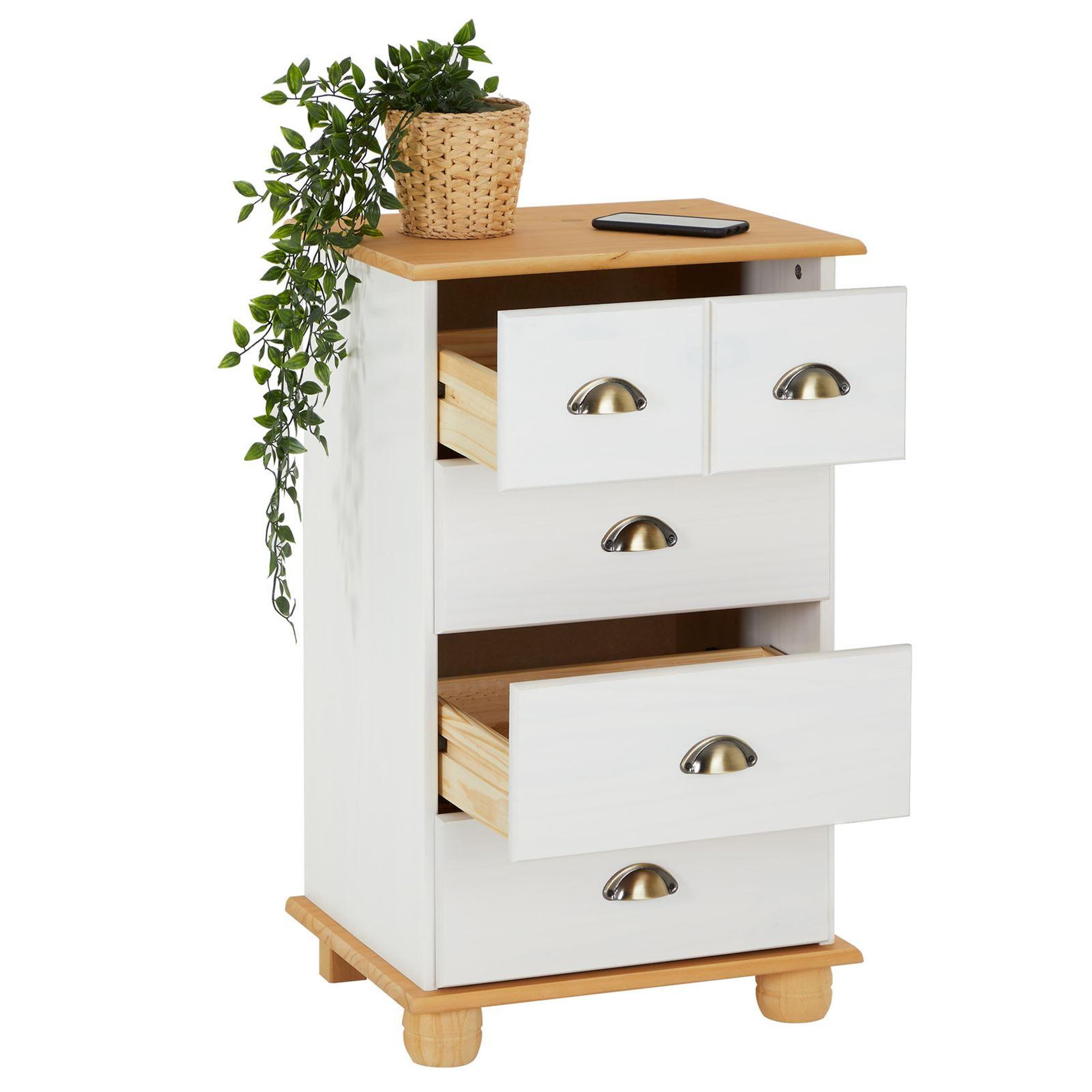 Voir la diapositive 4 : IDIMEX Commode apothicaire COLMAR en pin massif, 4 tiroirs
