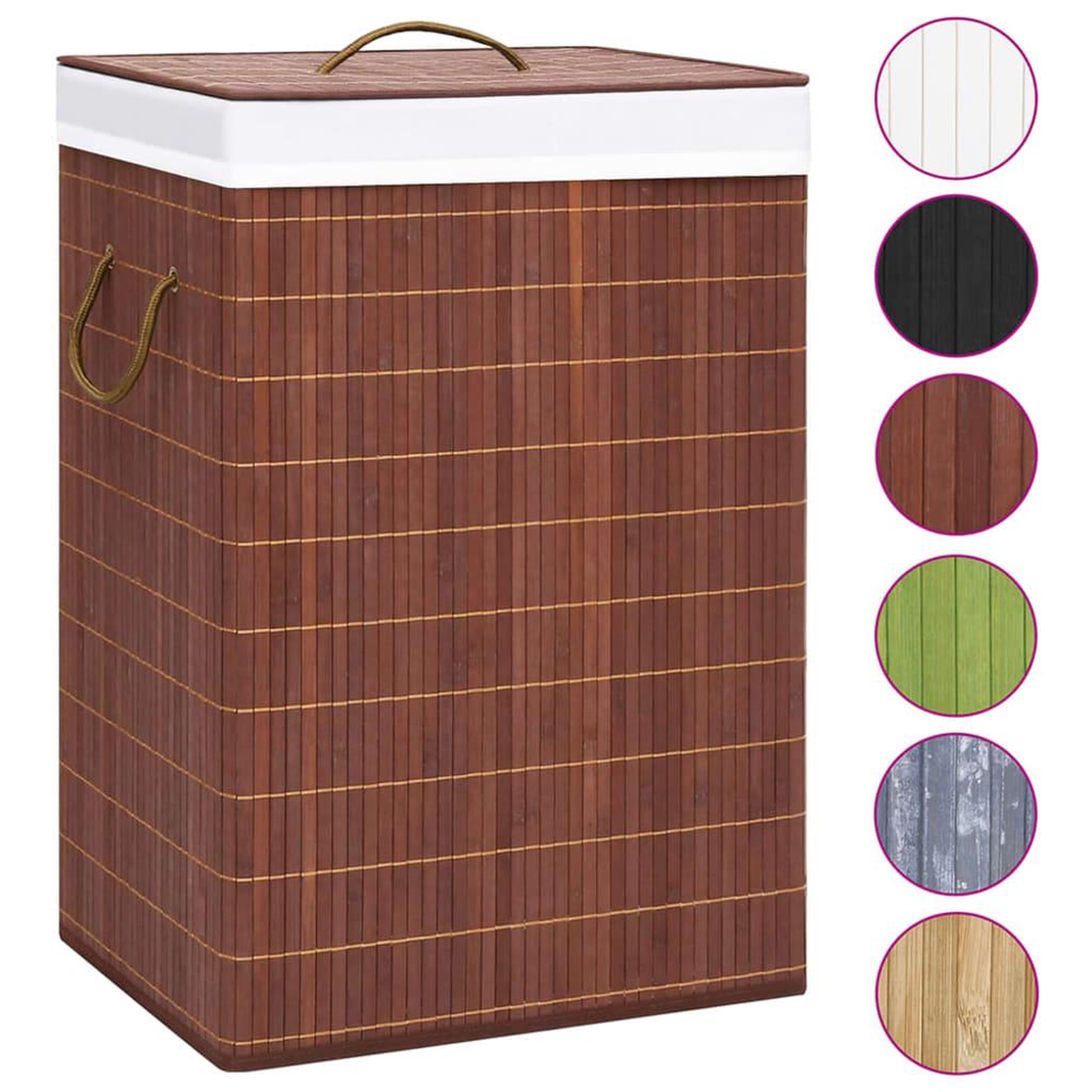 Voir la diapositive 2 : VIDAXL Panier a linge avec 2 sections bambou marron 72 L