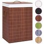 Voir la diapositive 2 : VIDAXL Panier a linge avec 2 sections bambou marron 72 L