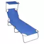 VIDAXL Chaise longue pliable avec auvent Bleu Aluminium