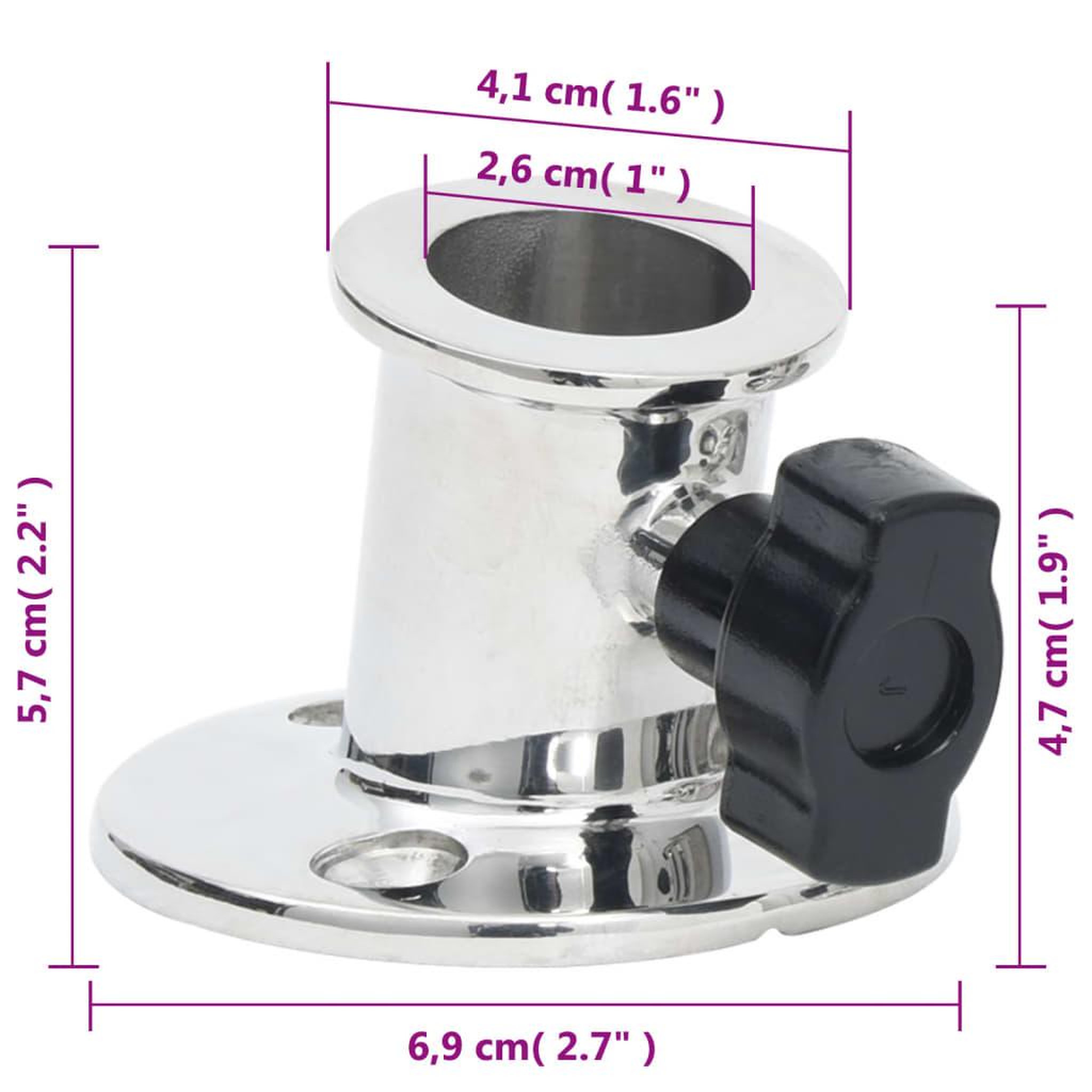 Voir la diapositive 6 : VIDAXL Base ronde de bimini pour tube de 26 mm 2 pcs inox