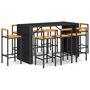 Voir la diapositive 2 : VIDAXL Ensemble de bar jardin 9 pcs noir poly rotin/bois massif acacia
