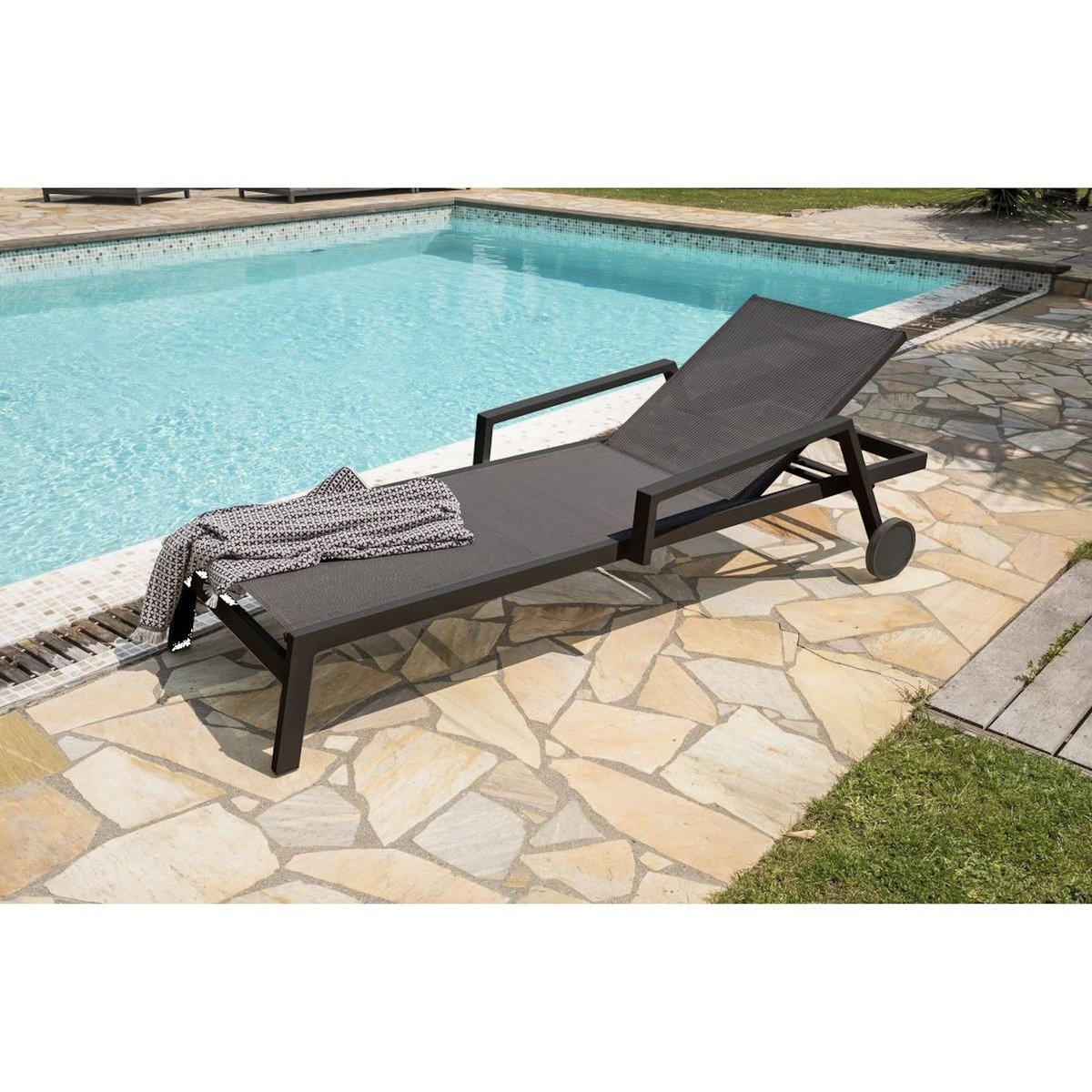 Paris Prix Lot de 2 Bains de Soleil Multi-Positions  Ibiza  210cm Gris Anthracite