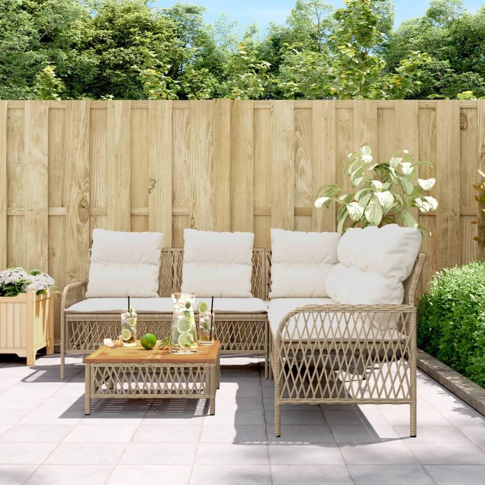 Voir la diapositive 3 : VIDAXL Salon de jardin avec coussins 2 pcs beige resine tressee