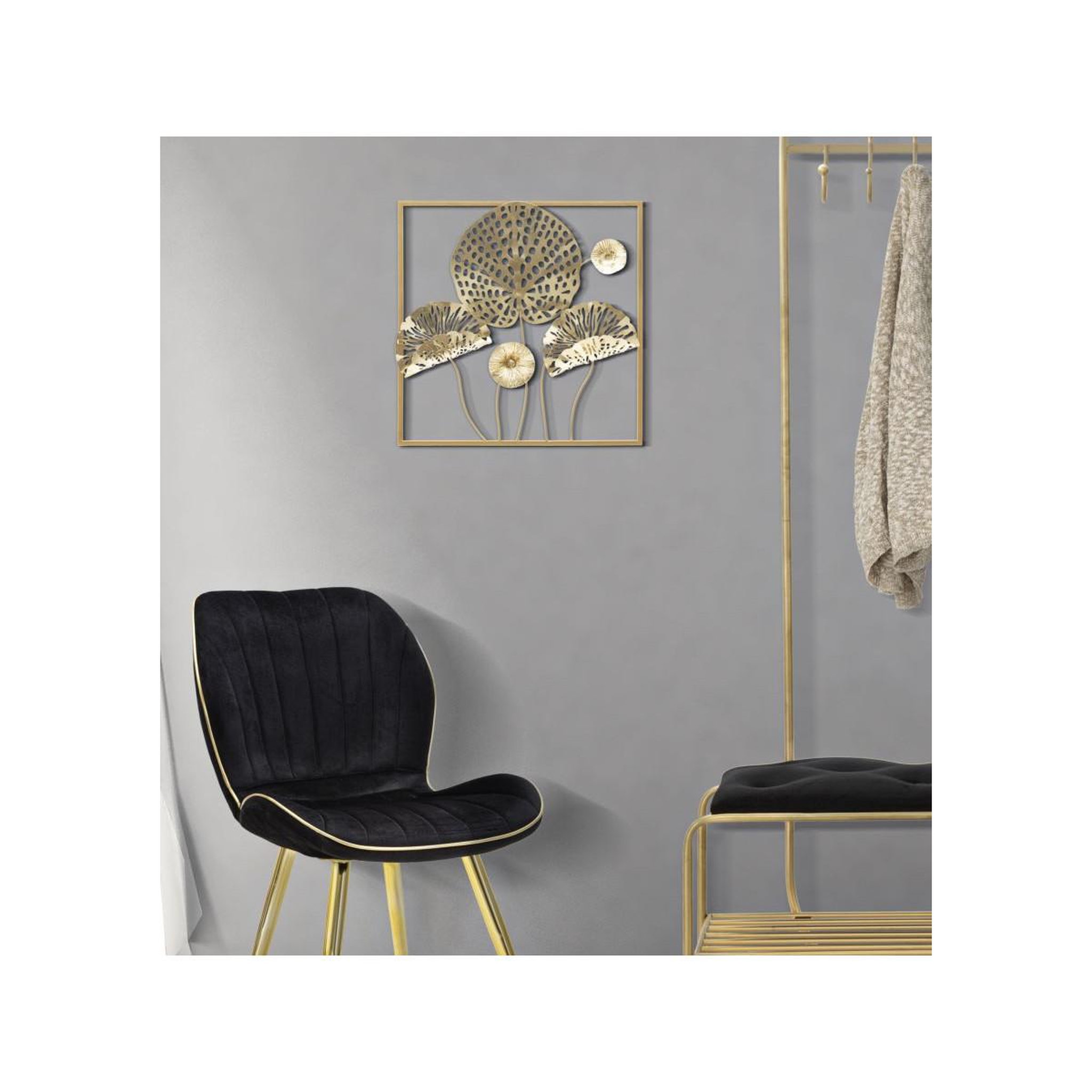 Voir la diapositive 5 : Paris Prix Décoration Murale Encadrée en Métal  Flowers  50cm Or