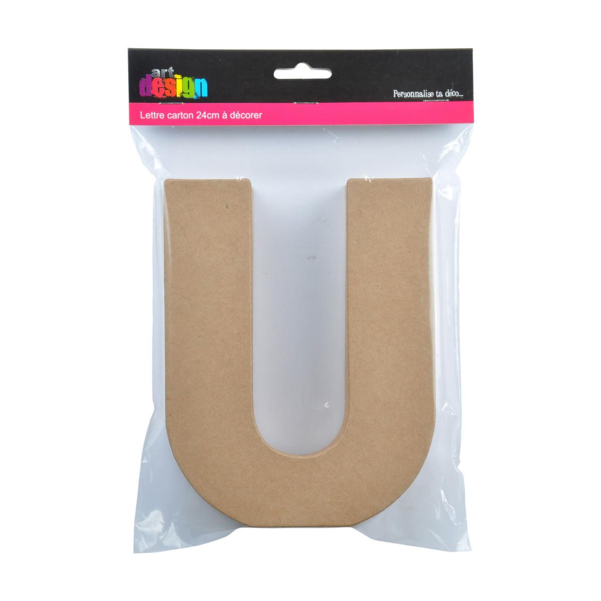 Voir la diapositive 2 : HOMEA Décoration Murale  Lettres Carton U  18cm Naturel