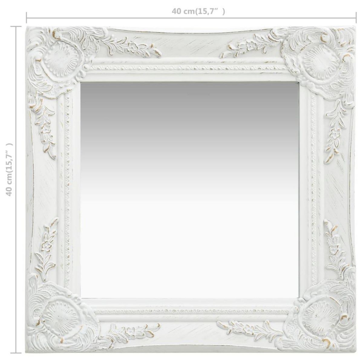 VIDAXL Miroir mural style baroque 40x40 cm Blanc