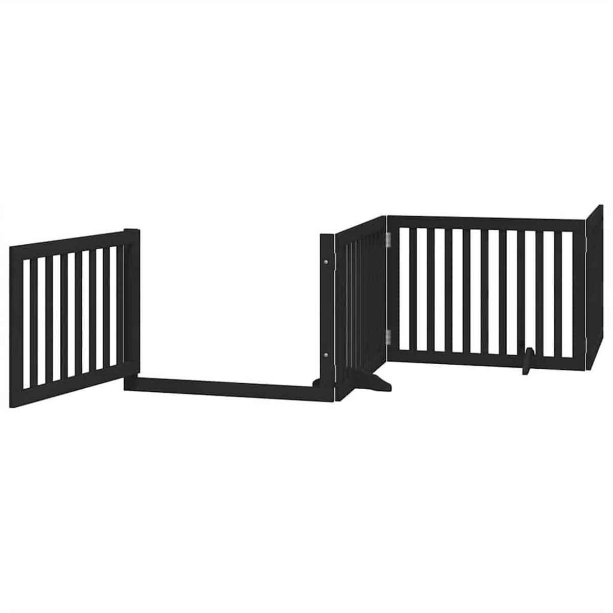 VIDAXL Barriere pour chien porte pliable 6 panneaux noir bois peuplier