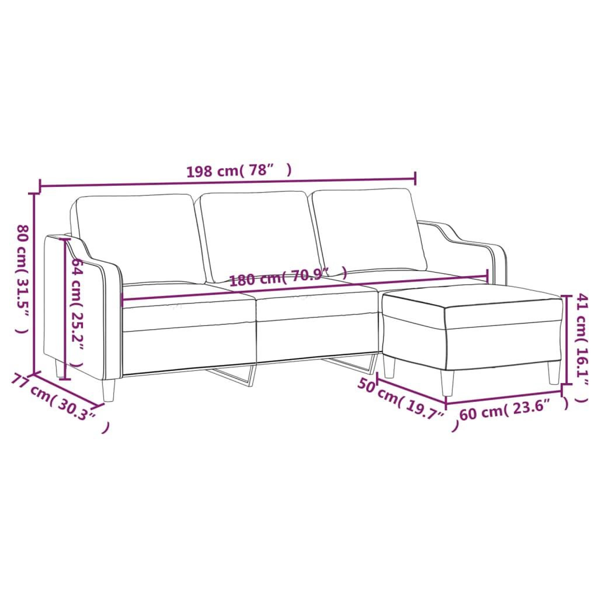 Voir la diapositive 6 : VIDAXL Canape a 3 places avec repose-pieds Gris fonce 180 cm Tissu