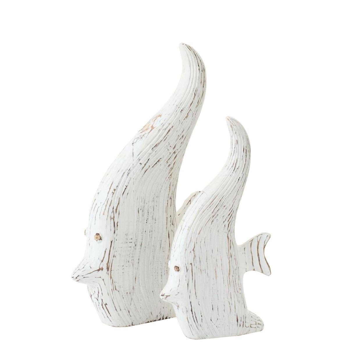 Paris Prix Statuette Déco en Bois  Poisson Antique  38cm Blanc
