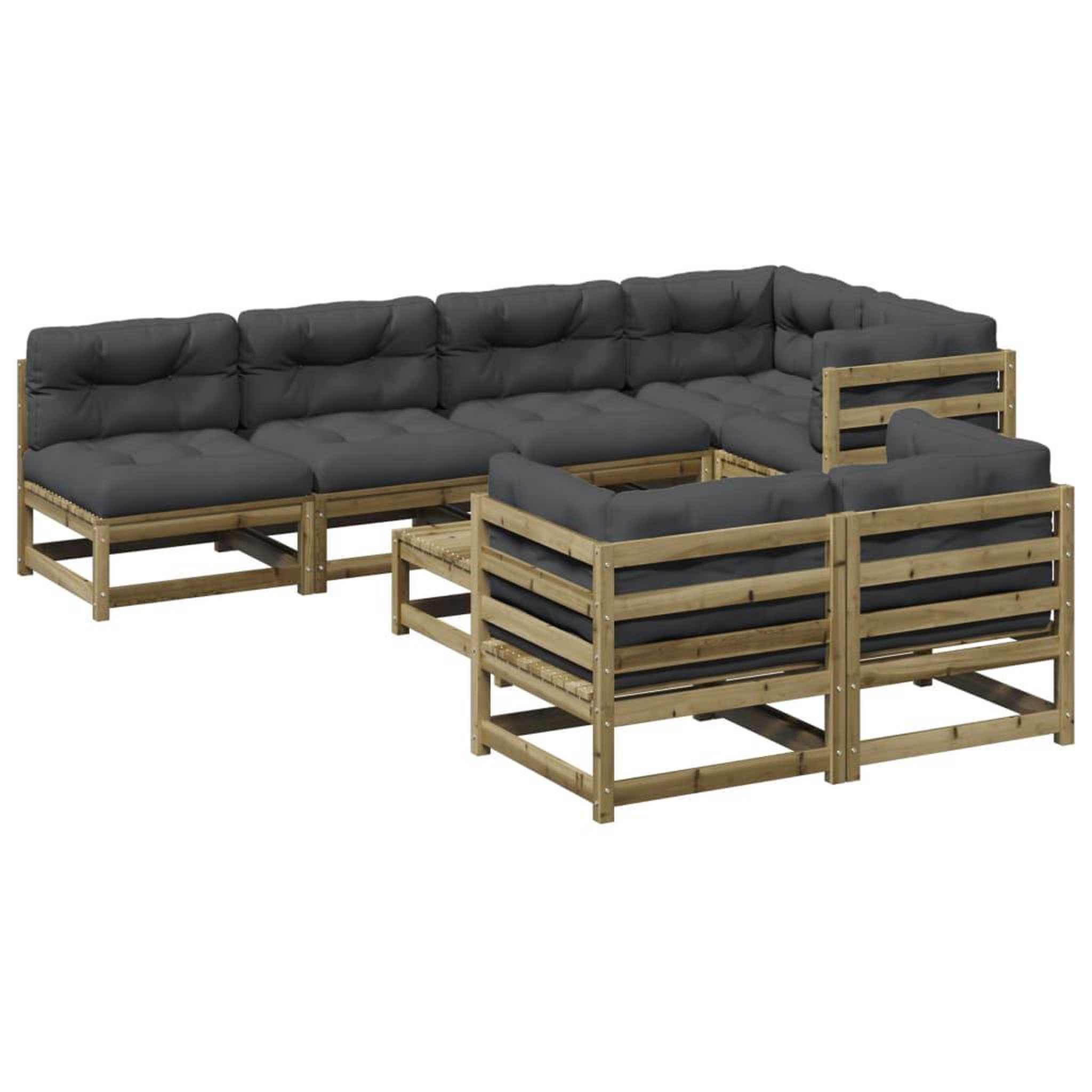 Voir la diapositive 2 : VIDAXL Salon de jardin 8 pcs avec coussins bois de pin impregne
