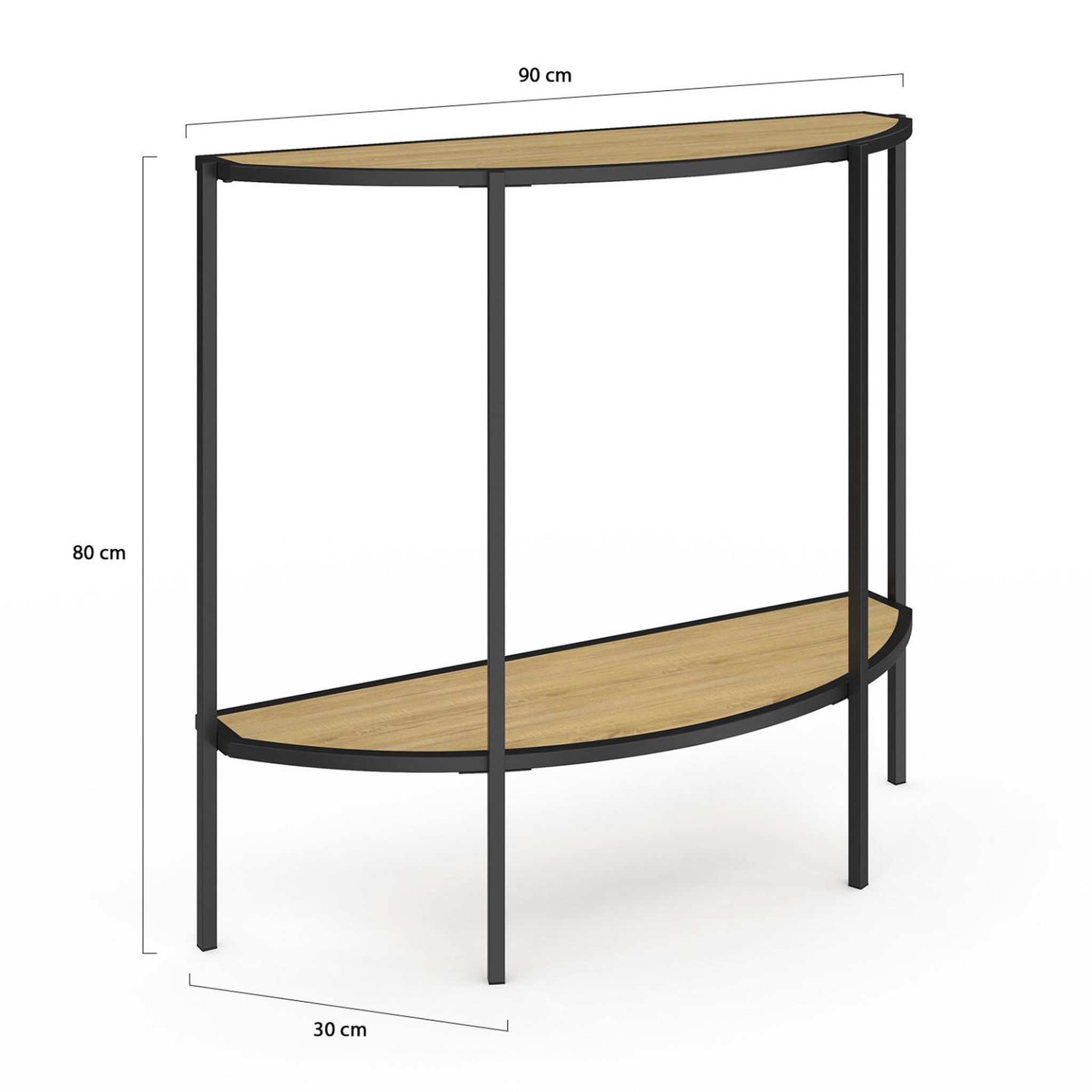 Voir la diapositive 4 : ID MARKET Console demi-lune detroit 1 étagère design industriel