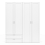 Voir la diapositive 3 : ID MARKET Armoire 4 portes VITO blanc penderie 160 cm avec 2 tiroirs et étagères