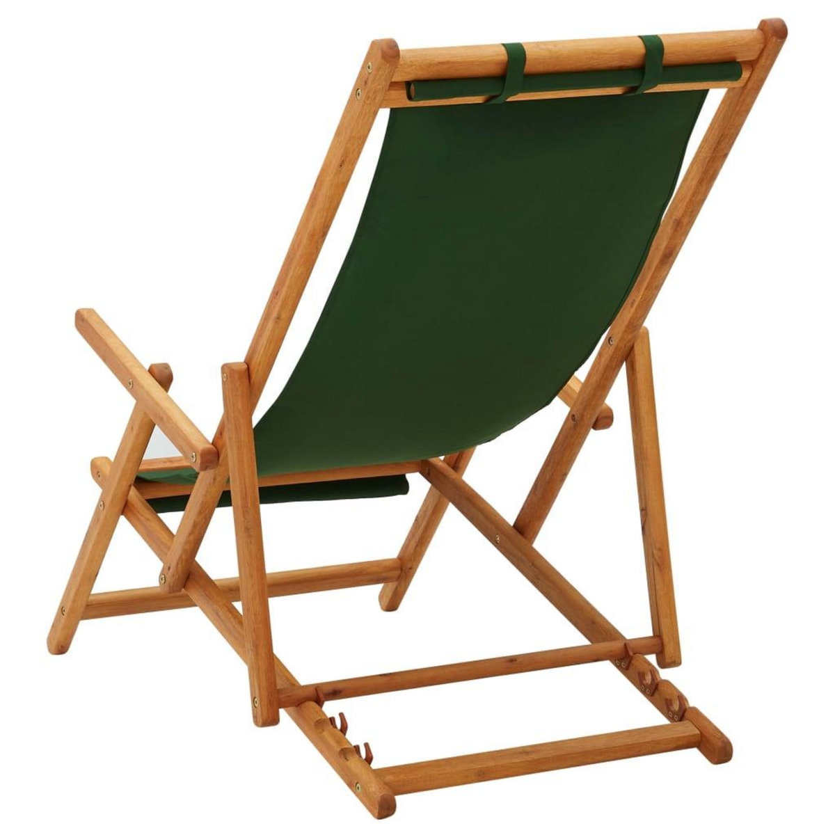 VIDAXL Chaise pliable de plage bois d'eucalyptus solide et tissu vert