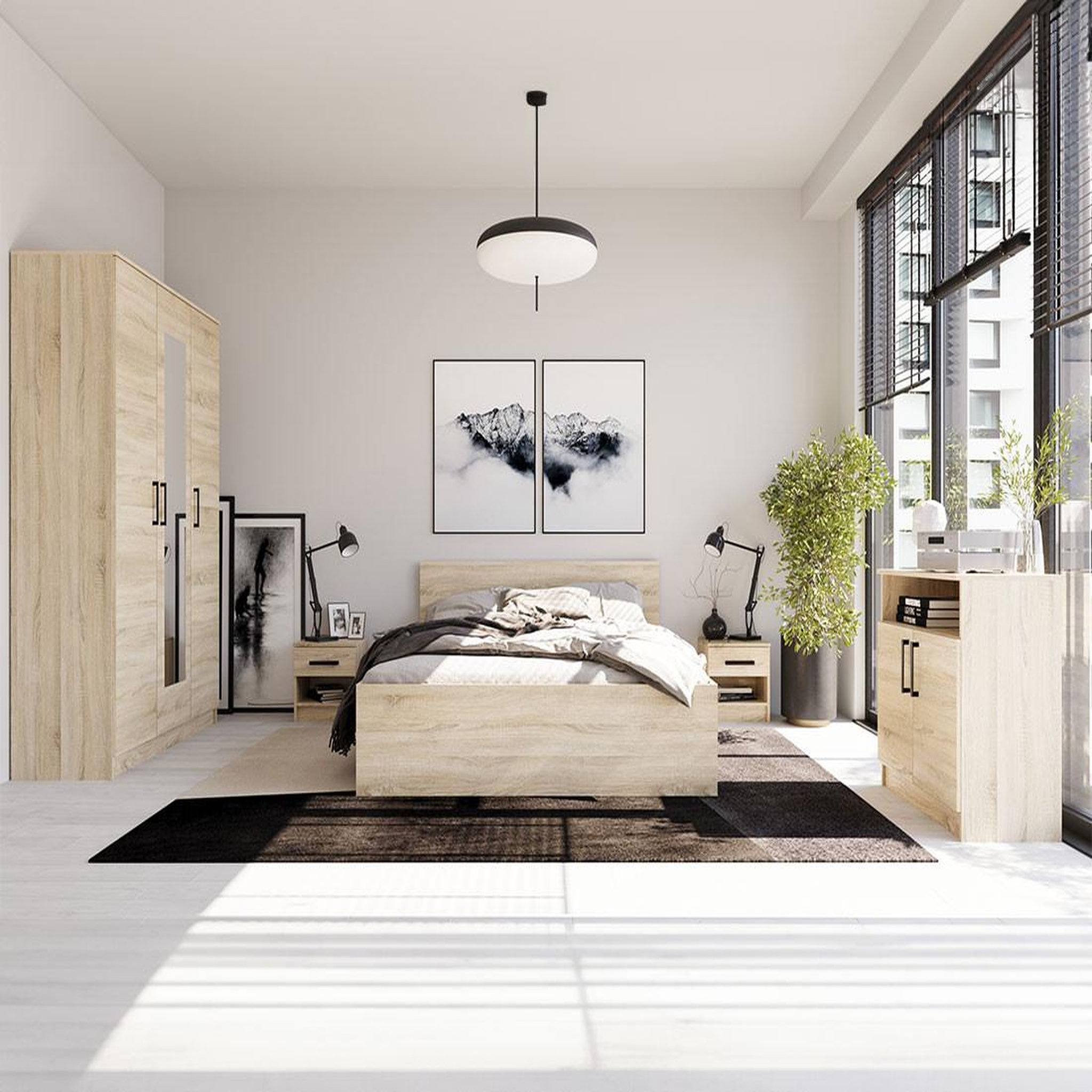 Voir la diapositive 3 : BEST MOBILIER Hayato - armoire - effet bois - 135 cm