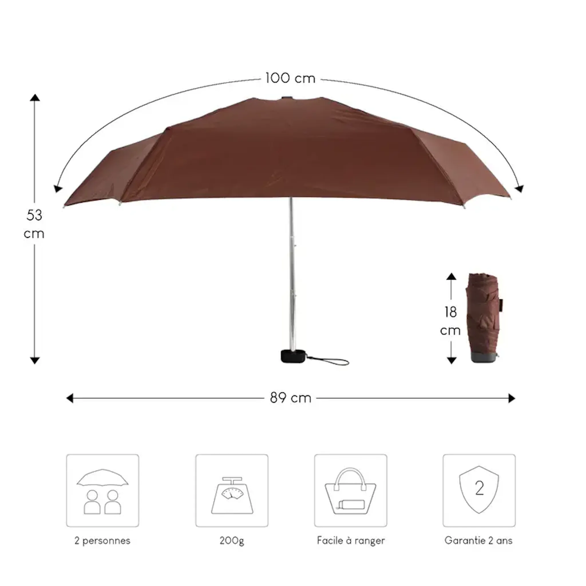 Alistair Parapluie ultra compact et resistant - Anti vent et retournement - ALISTAIR - Marque francaise garantie 1 an