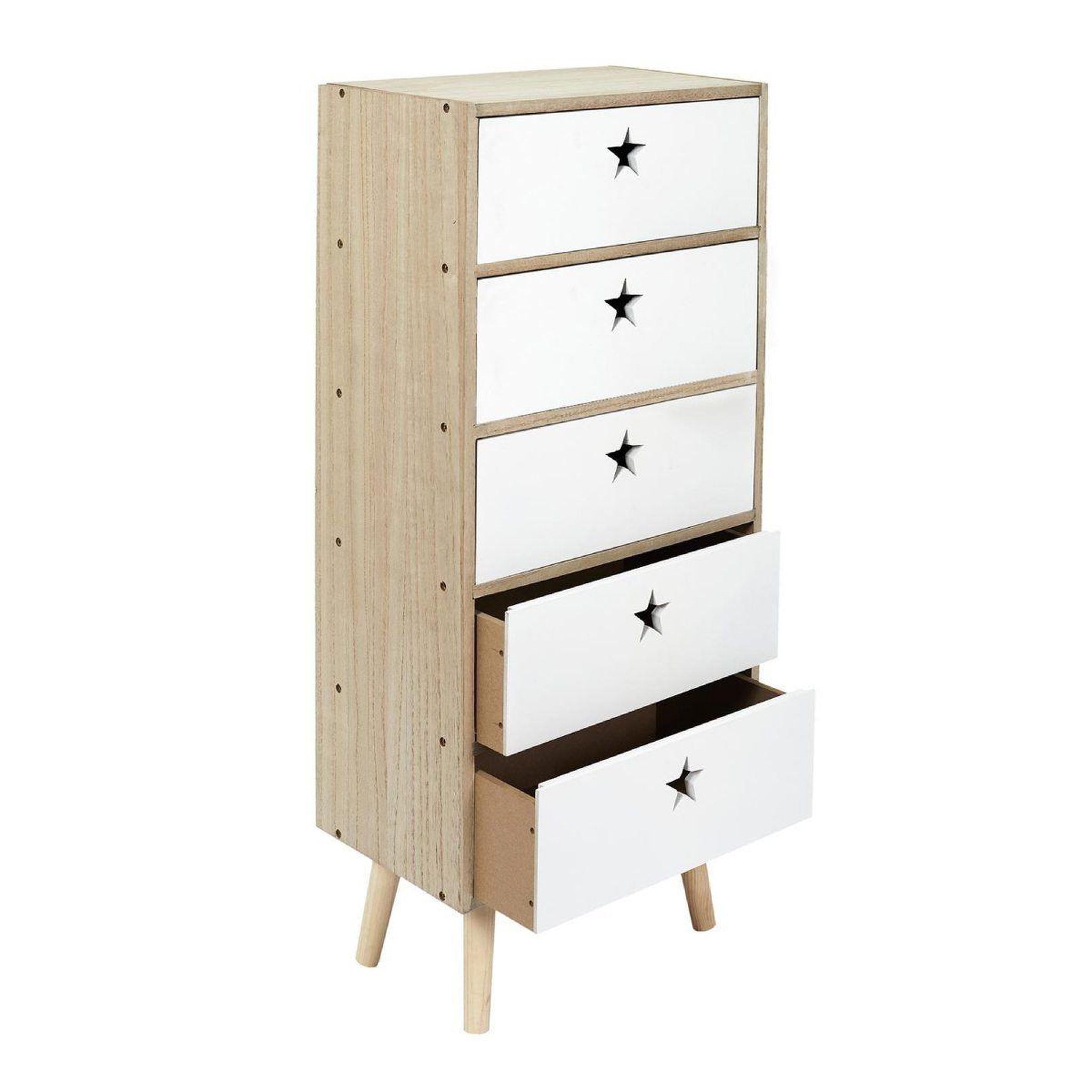 Voir la diapositive 3 : HOME DECO KIDS Chiffonnier enfant  star  91cm blanc & beige