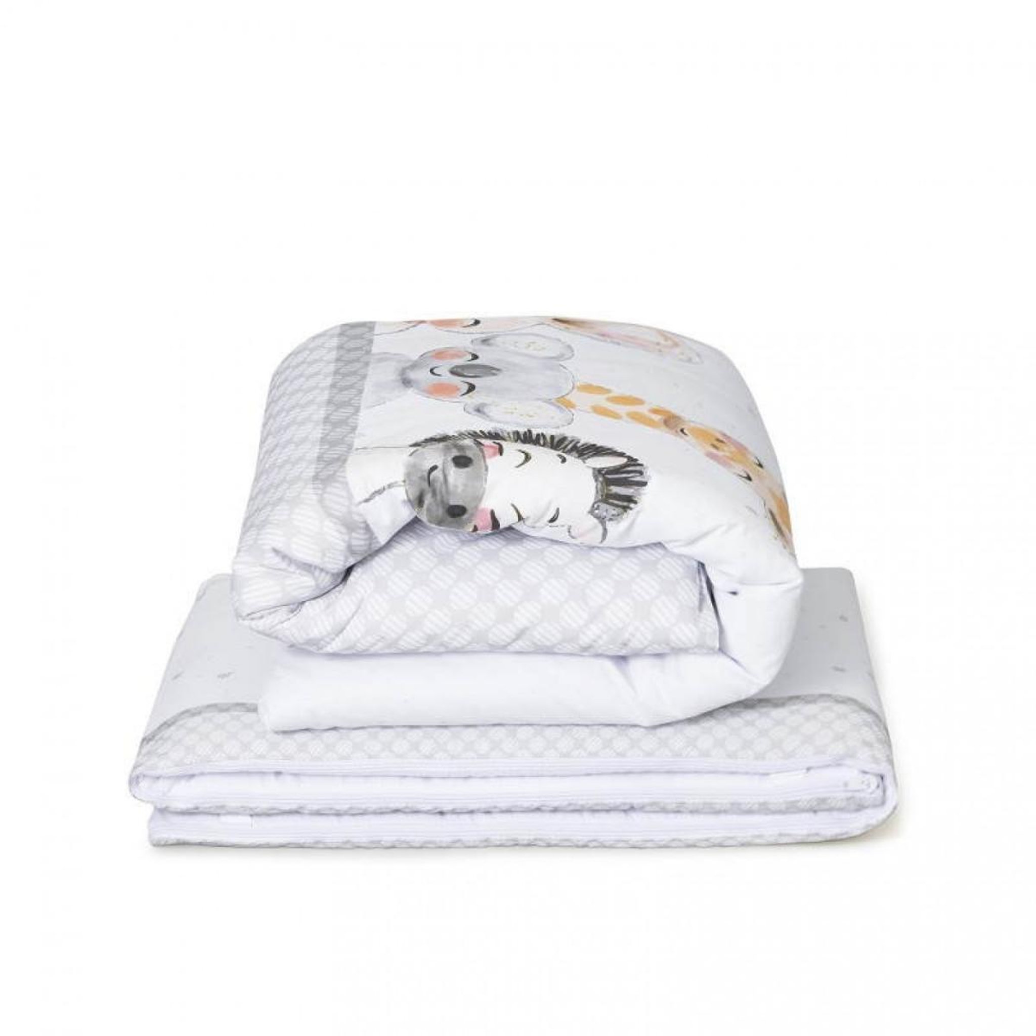 Voir la diapositive 2 : INTERBABY Parure Lit Bébé Amovible Acuarela Animaux - Gris