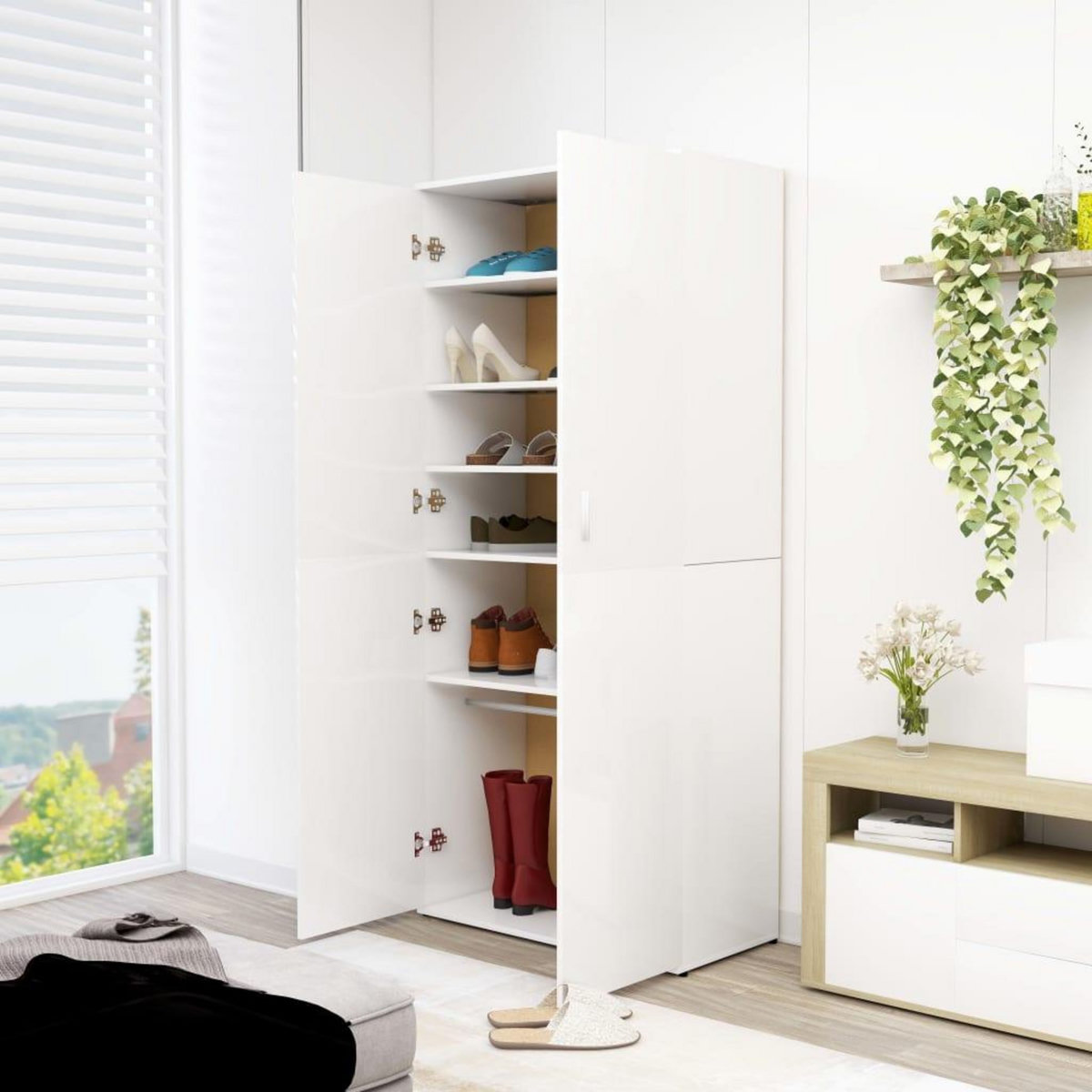 VIDAXL Armoire a chaussures Blanc brillant 80x39x178cm Bois ingenierie
