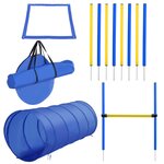 PAWHUT Agility sport pour chiens équipement complet obstacle, tunnel, slalom, zone repos + sac de transport bleu jaune