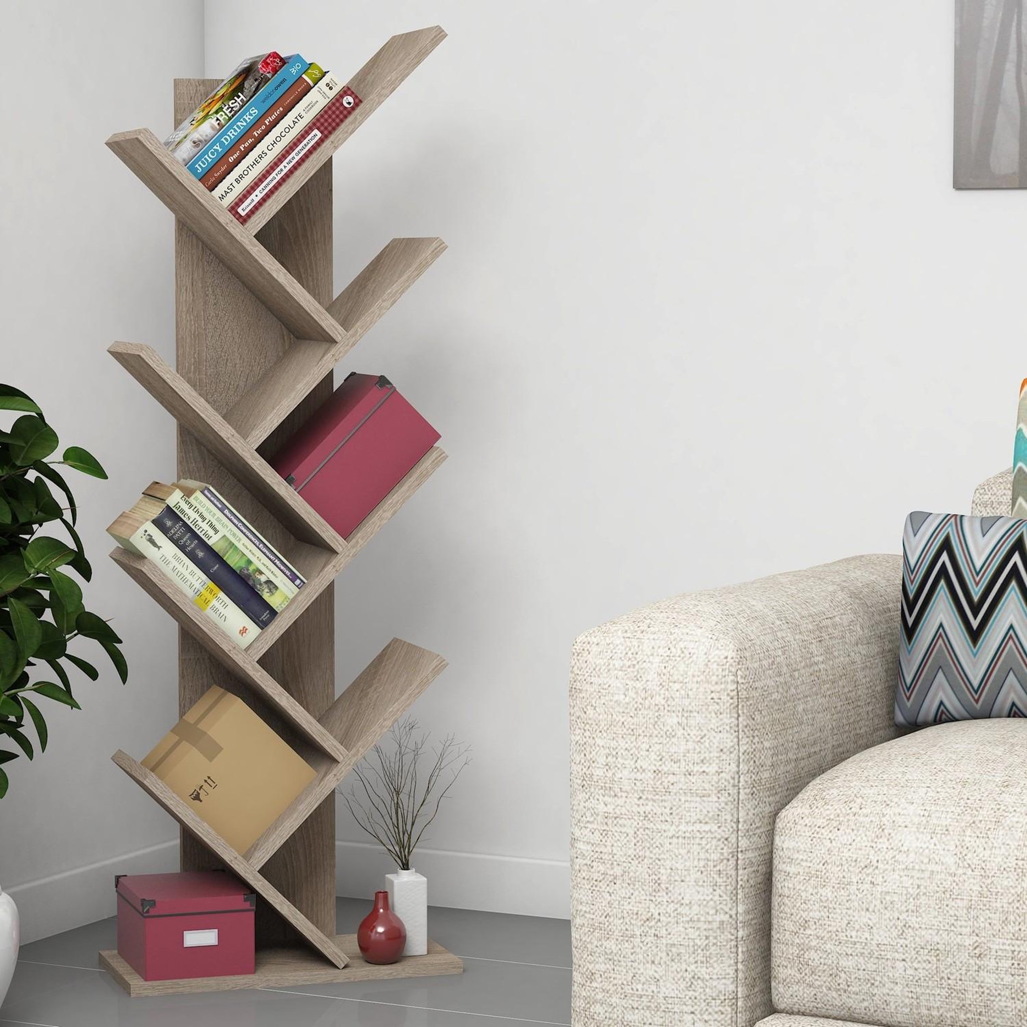 Voir la diapositive 2 : Habitat et Jardin Bibliothèque en bois  Hitit  - 46 x 22 x 128 cm - Marron