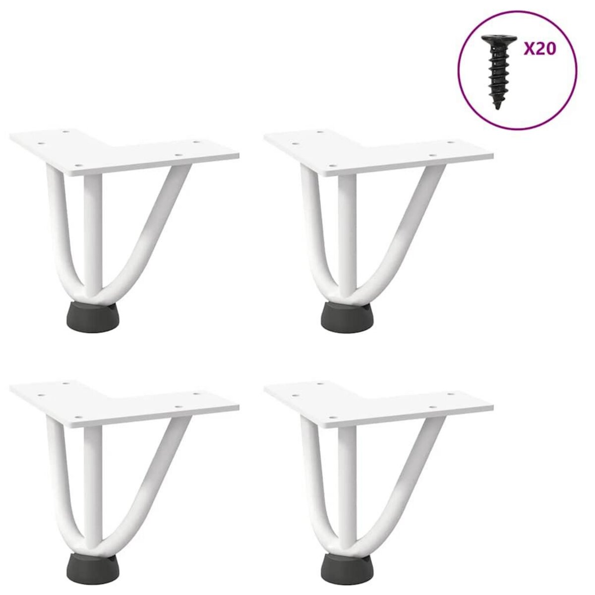 VIDAXL Pieds de table en forme d'epingle a cheveux 4 pcs blanc 10 cm