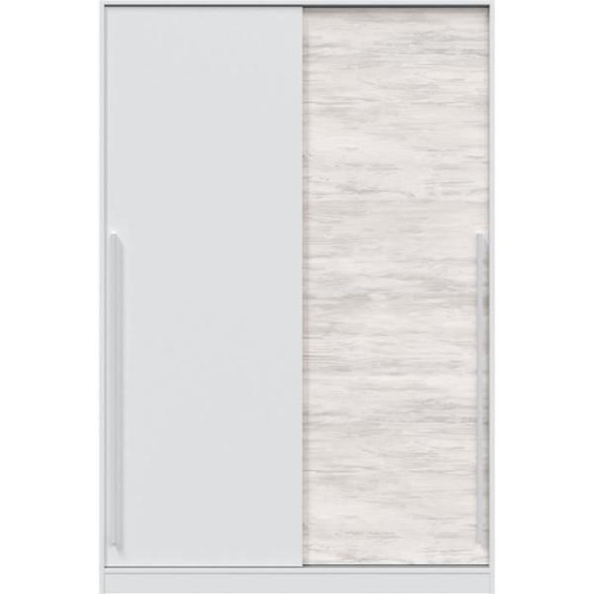 Voir la diapositive 3 : MARKET24 Armoire TOP - Décor blanc artik et chene nodi - 2 Portes coulissantes - L200 x H121 x P50 cm