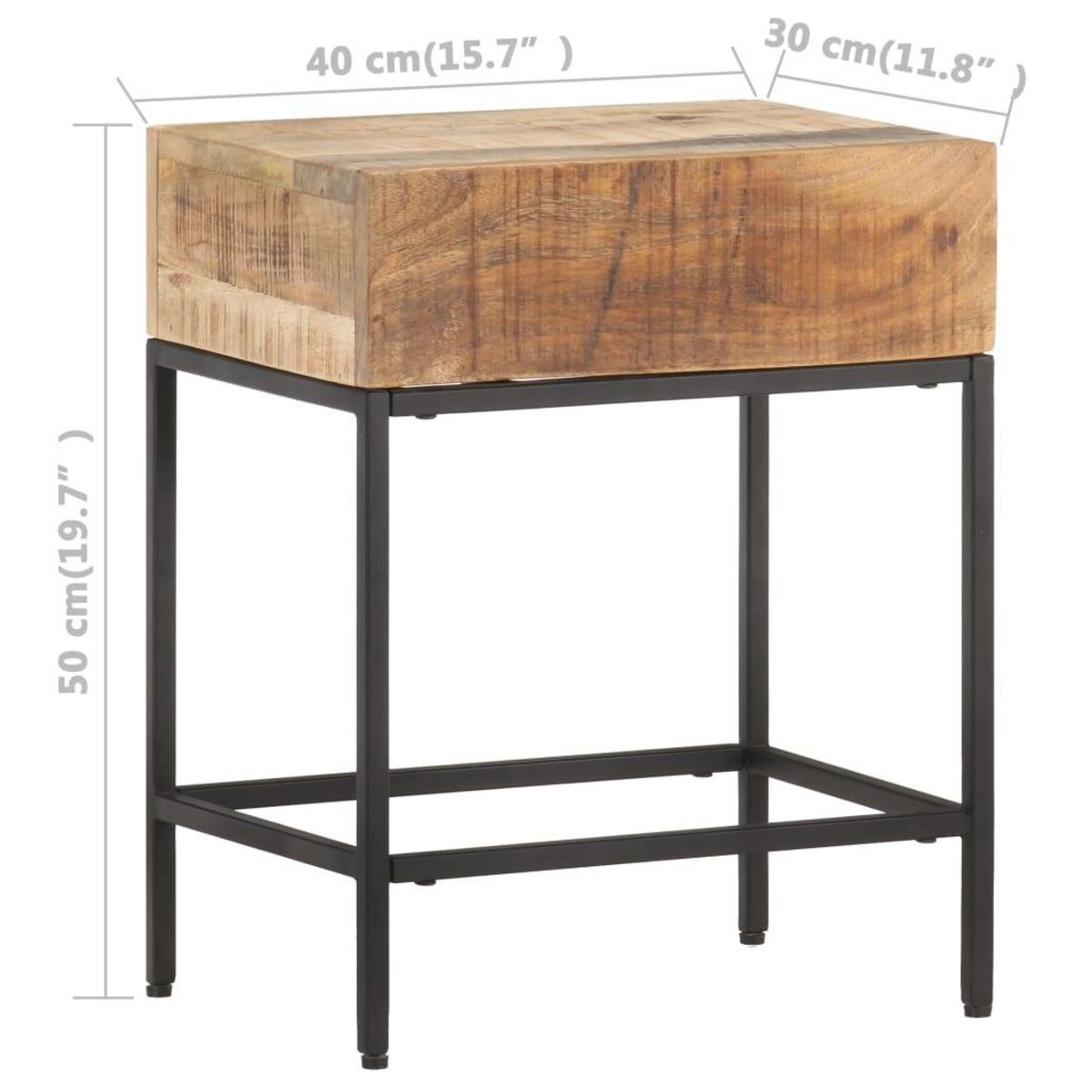 VIDAXL Table d'appoint 40x30x50 cm Bois massif de manguier brut