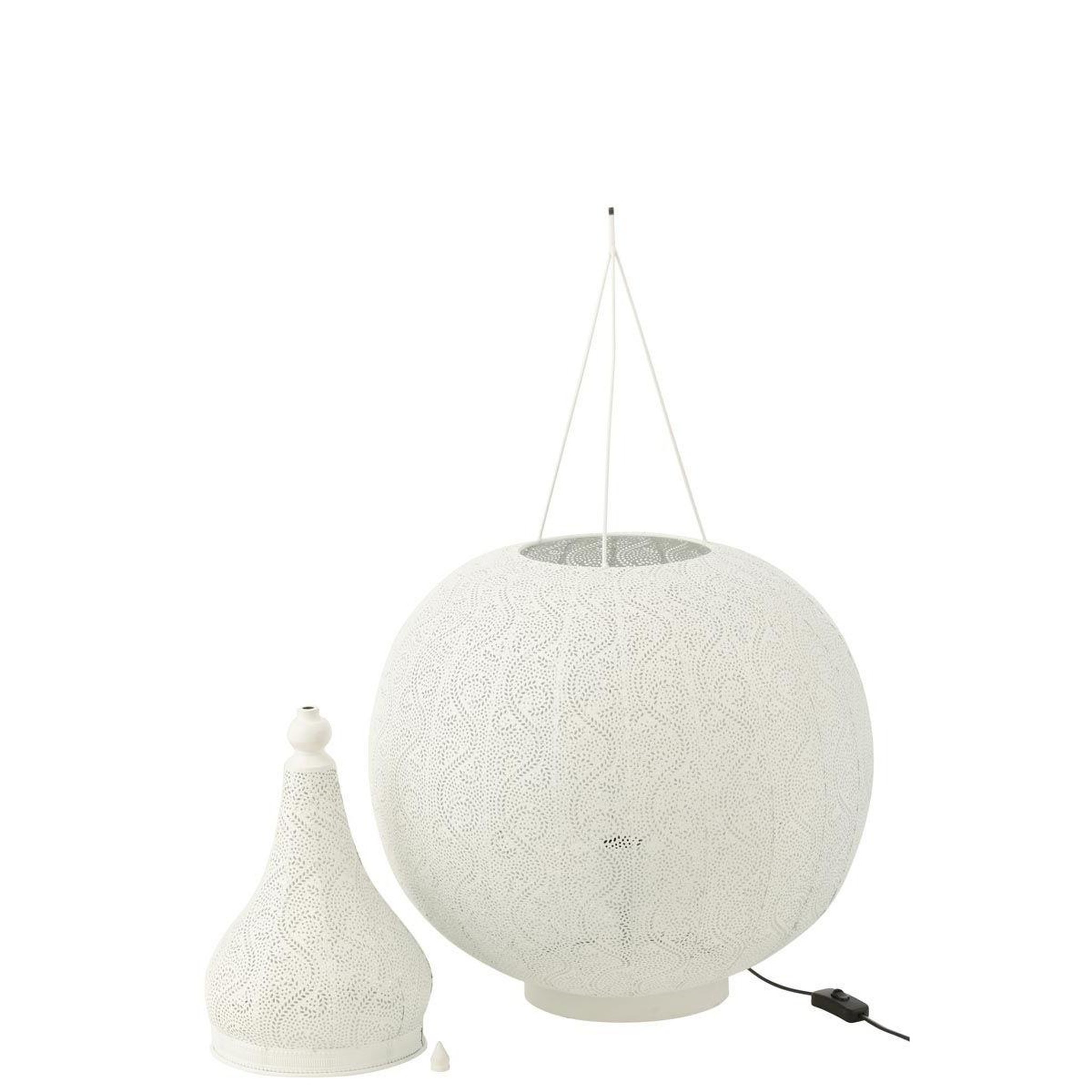 Voir la diapositive 2 : J-LINE Lampe à poser en métal  aladin  77cm blanc