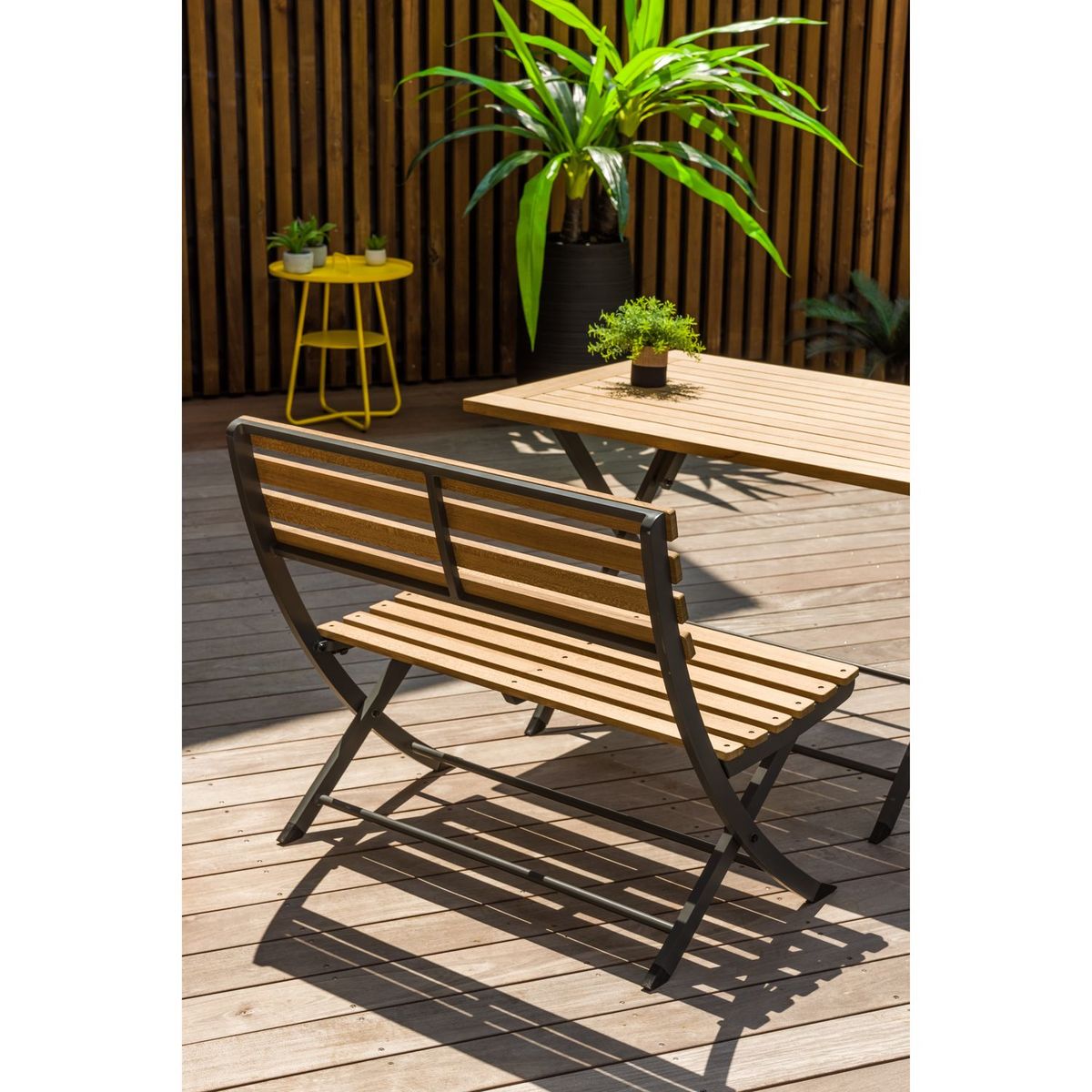 JARDILINE Salon de jardin - 4 places - Teck/Aluminium - Naturel/gris - PORTO RICO