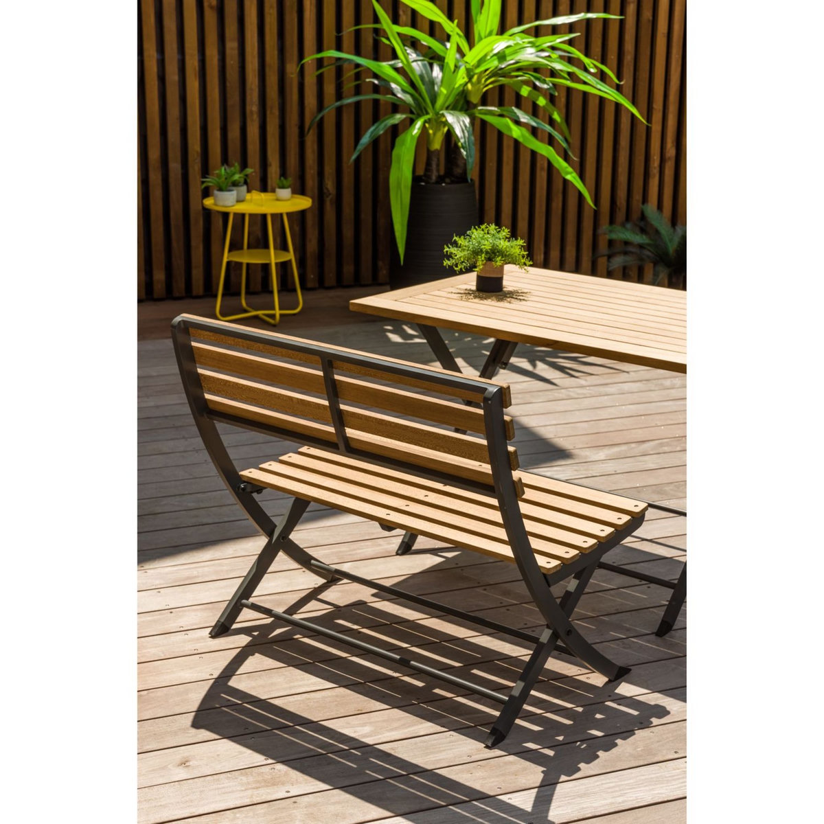 JARDILINE Salon de jardin - 4 places - Teck/Aluminium - Naturel/gris - PORTO RICO