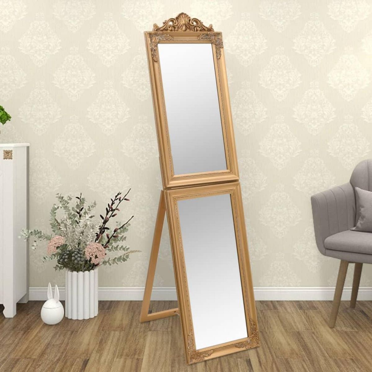 VIDAXL Miroir sur pied Dore 50x200 cm