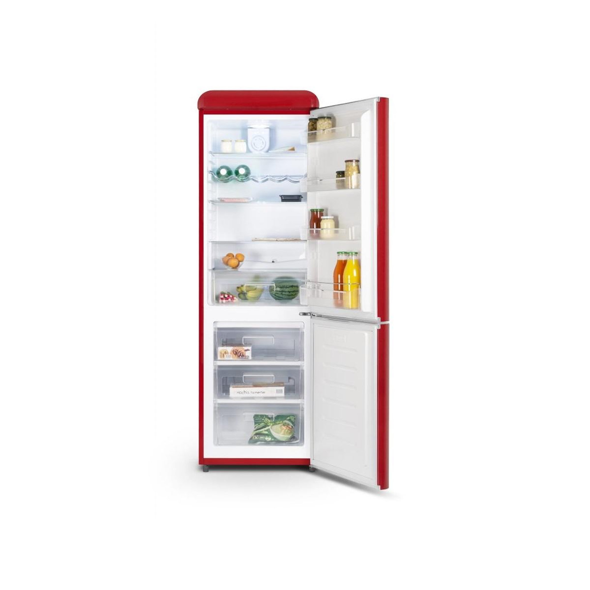 Voir la diapositive 4 : SCHNEIDER Réfrigérateur combiné 60cm 304l brassé rouge - SCB300VR