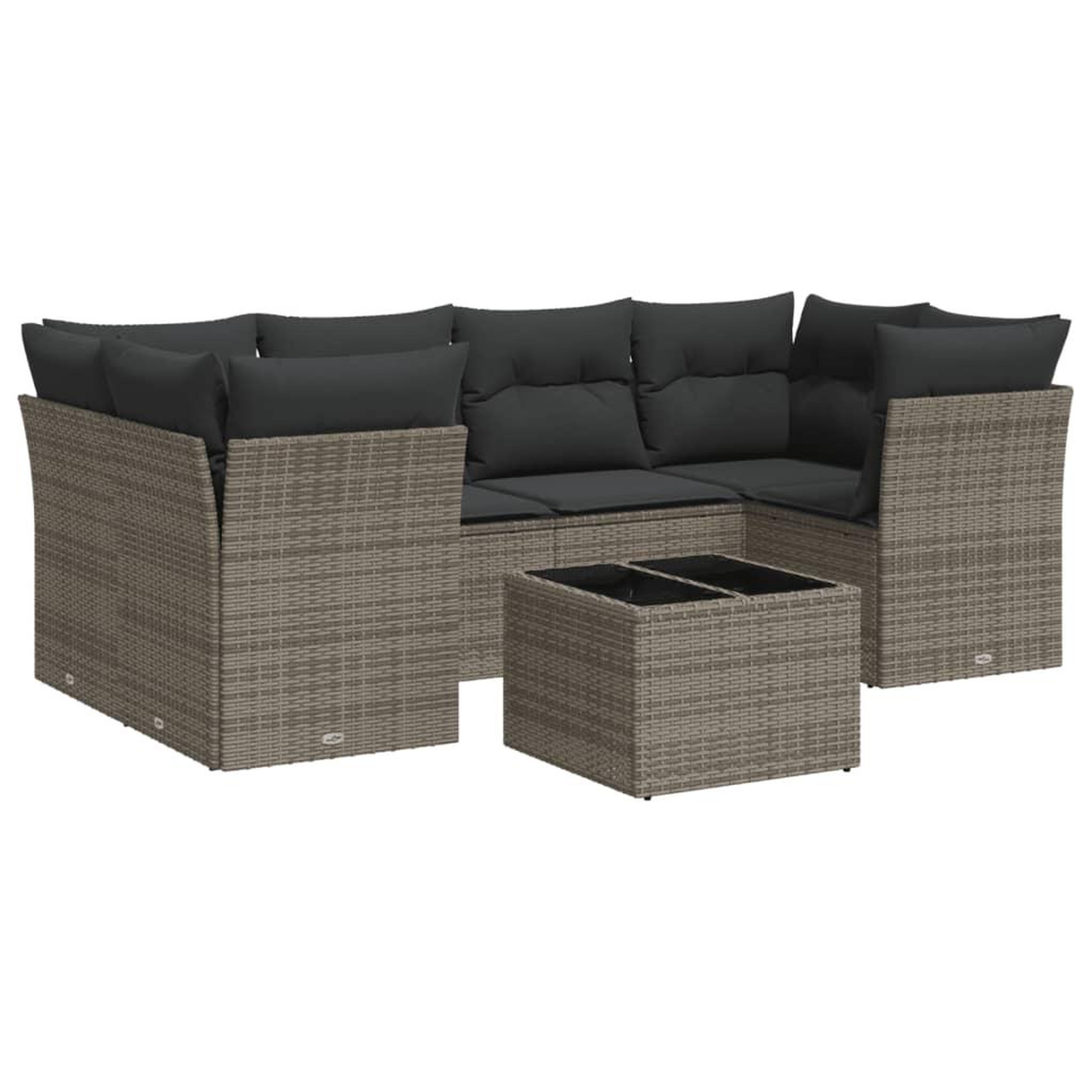 Voir la diapositive 2 : VIDAXL Salon de jardin avec coussins 7 pcs gris resine tressee