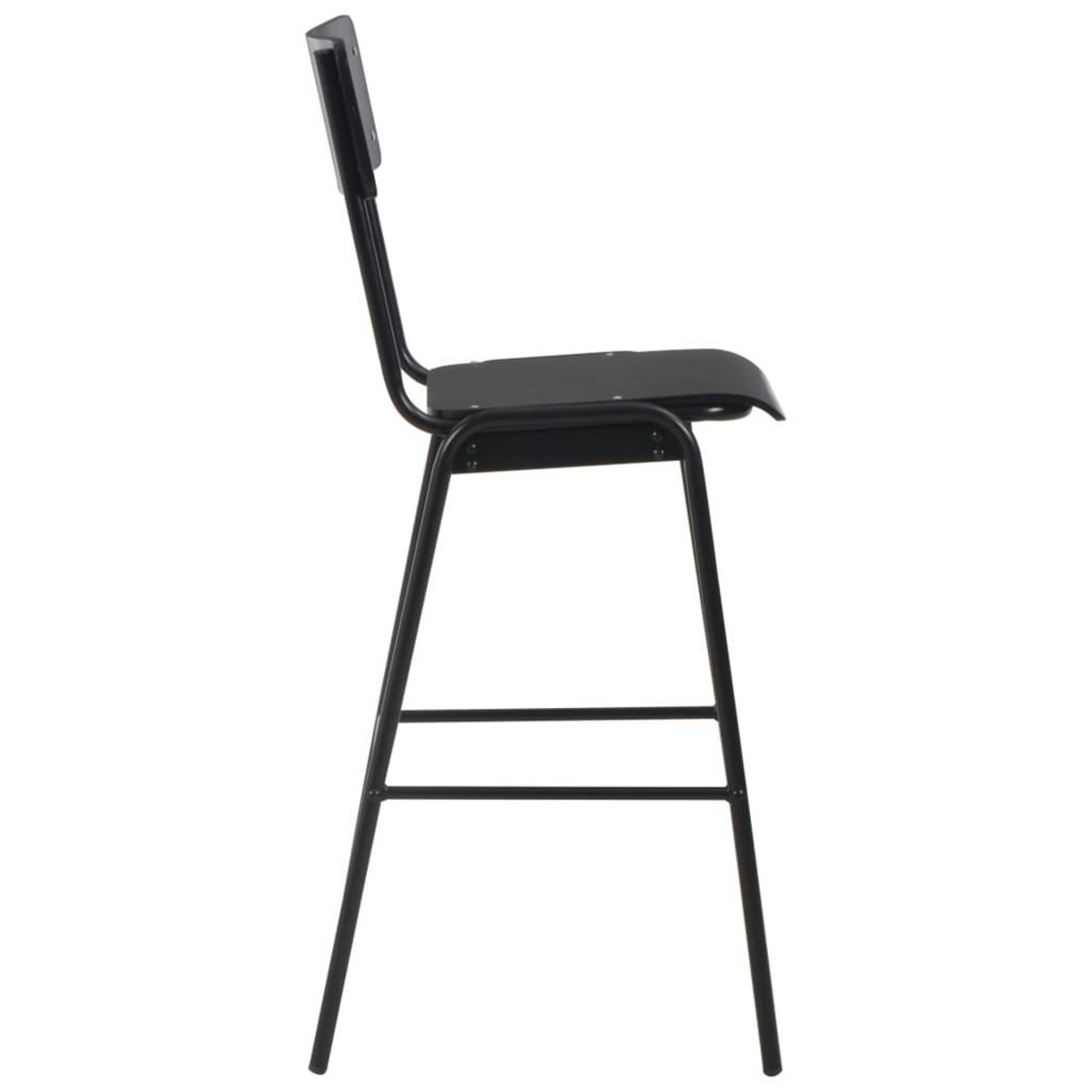 VIDAXL Chaises de bar lot de 2 noir contreplaque solide et acier