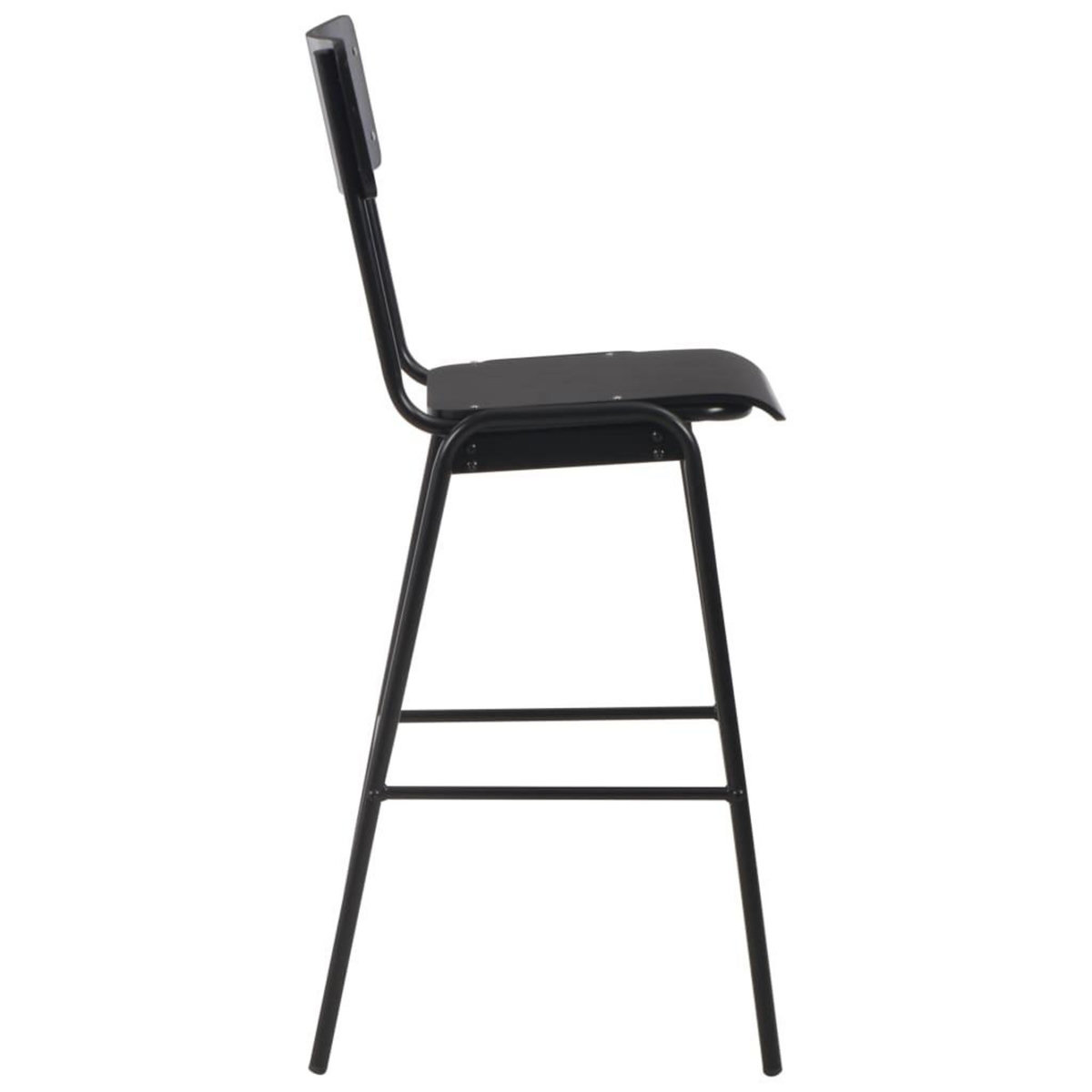 VIDAXL Chaises de bar lot de 2 noir contreplaque solide et acier
