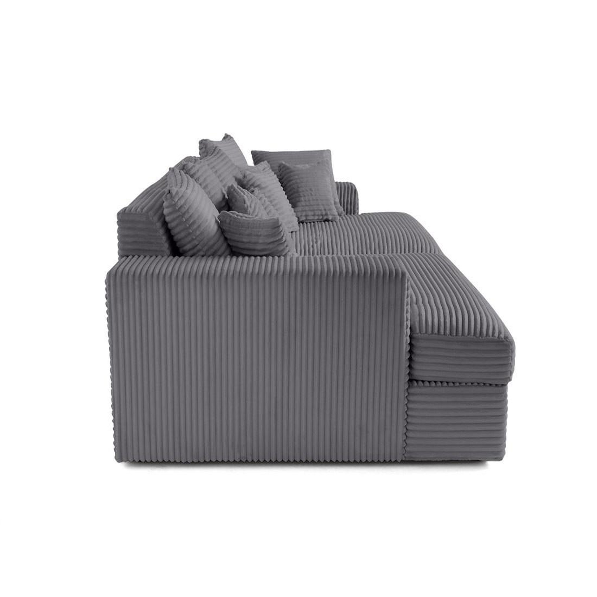 Voir la diapositive 5 : LISA DESIGN Collins - canapé droit 4 places avec double méridienne - assise profonde - velours côtelé grosses côtes