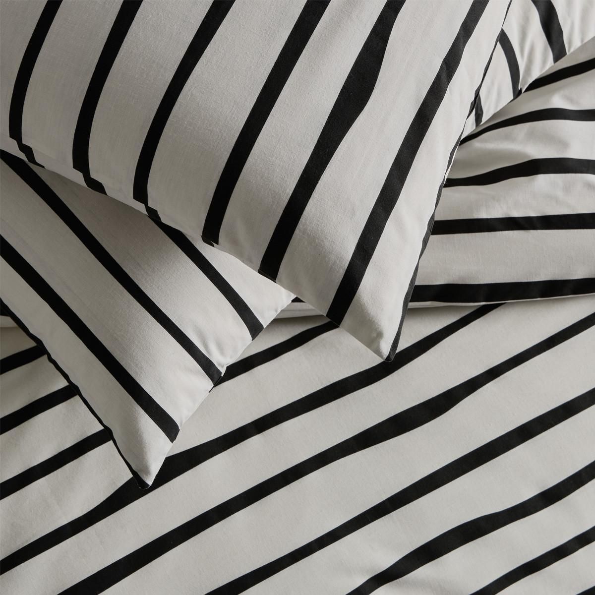 FUTURE HOME Parure de lit 2 personnes à rayures en polycoton