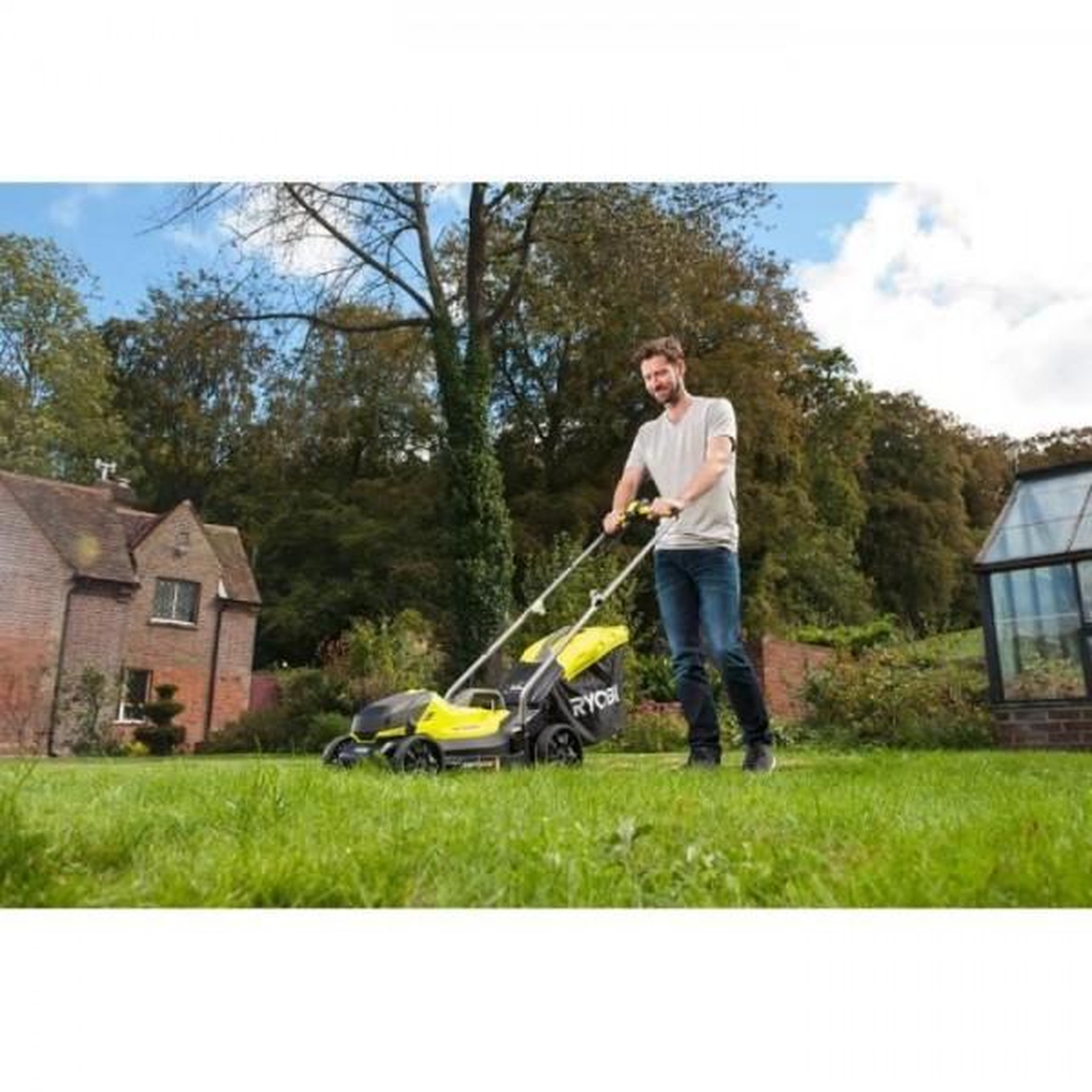 Voir la diapositive 5 : Ryobi Tondeuse a Gazon RYOBI - Combo 2 outils ONE+ :   RLM18X33B40 + coupe-bordures OLT1825M OFFERT - RLM1833BLT1825M