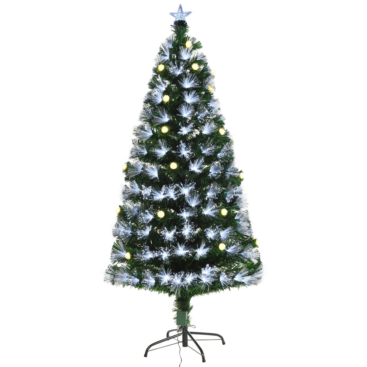 Sapin de Noël artificiel lumineux fibre optique LED Ø 60 x 120H cm