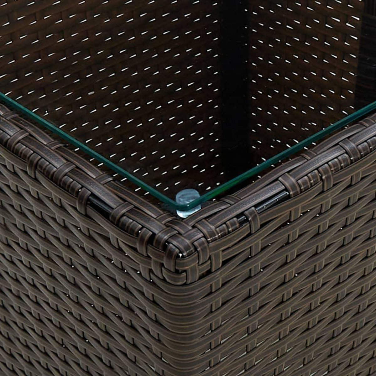 VIDAXL Table a the Marron 41,5x41,5x44 cm Resine tressee verre trempe