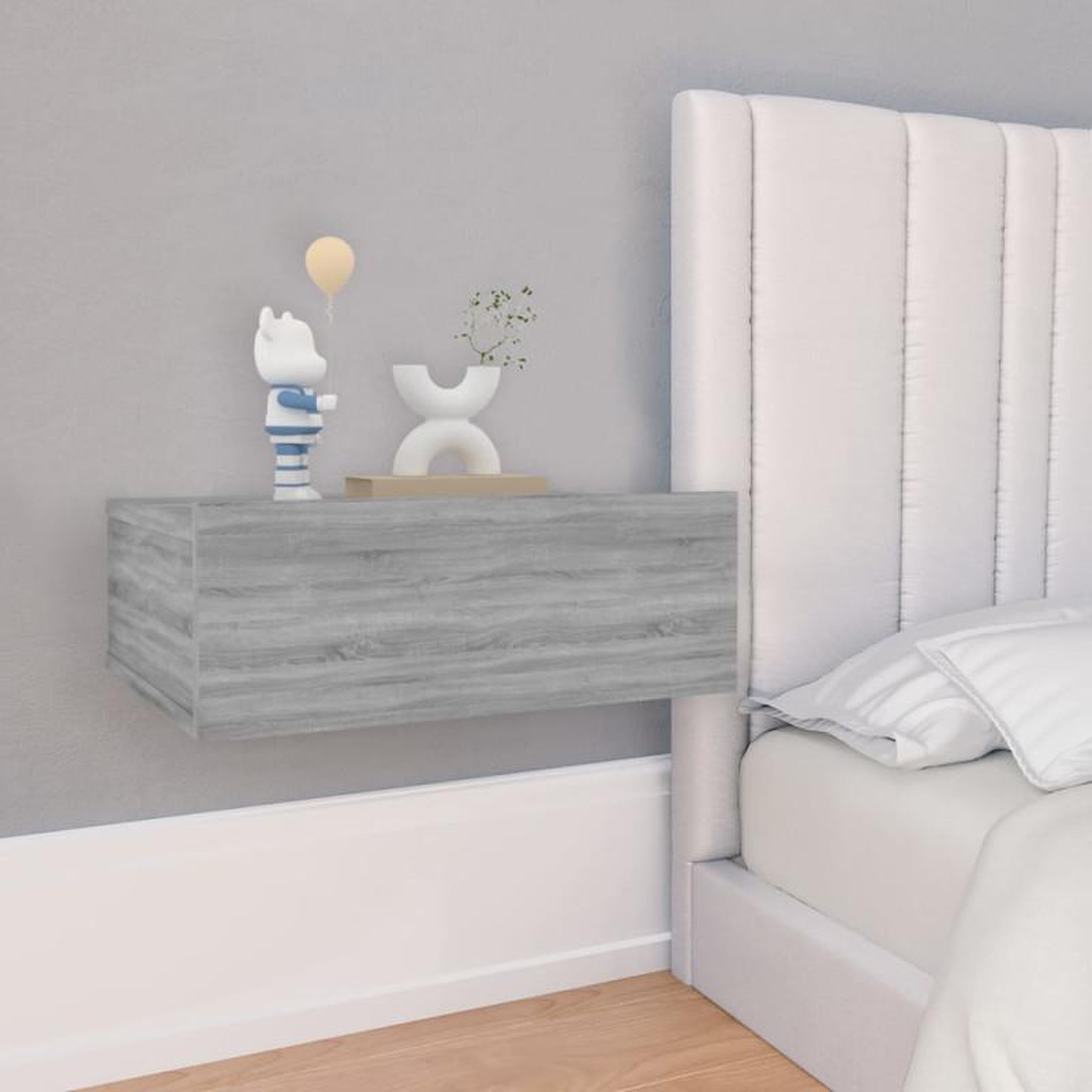 Voir la diapositive 1 : VIDAXL Table de chevet flottante Sonoma gris 40x30x15 cm
