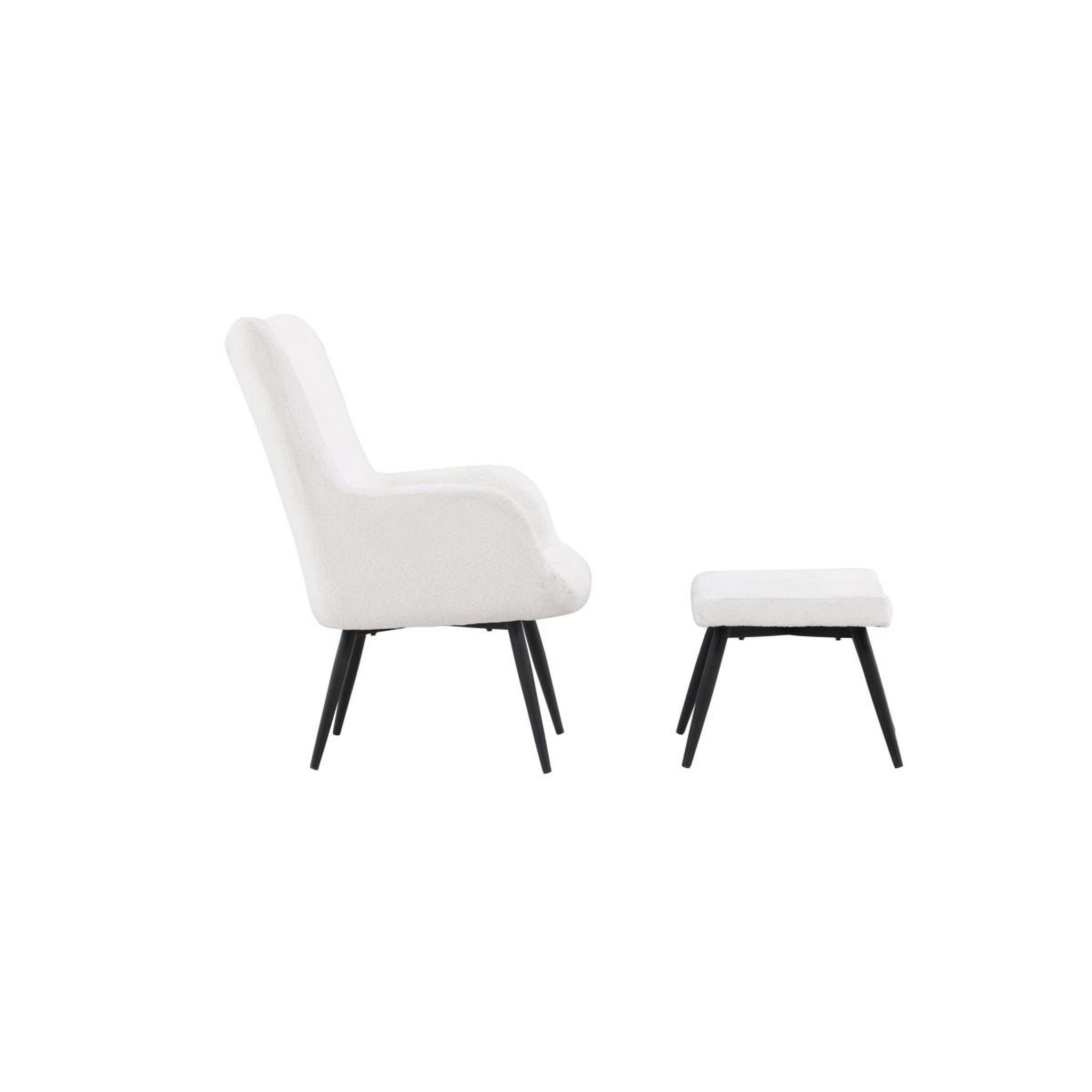 Voir la diapositive 3 : Paris Prix Fauteuil & pouf design bouclette  como  95cm blanc