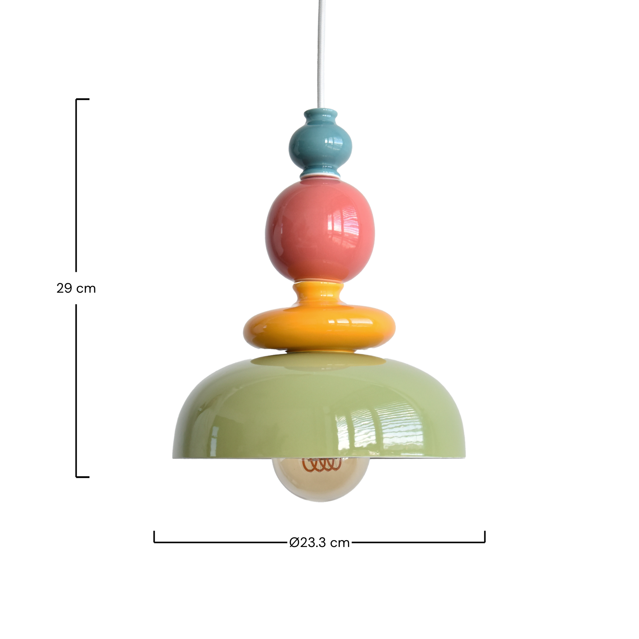 Voir la diapositive 4 : MAISON PAVANE Suspension en céramique multicolore D23,3 cm-Pili