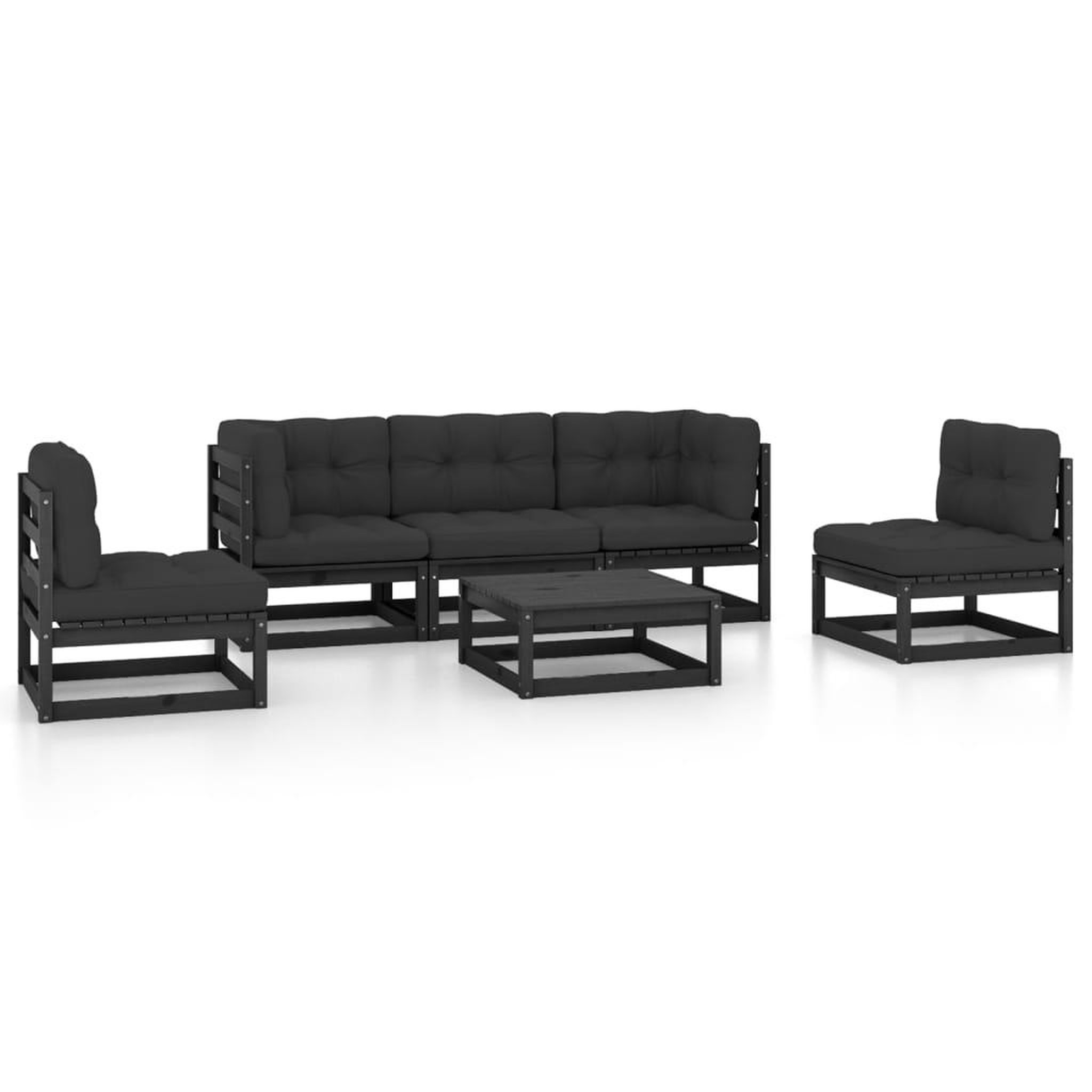 Voir la diapositive 2 : VIDAXL Salon de jardin 6 pcs avec coussins Bois de pin massif