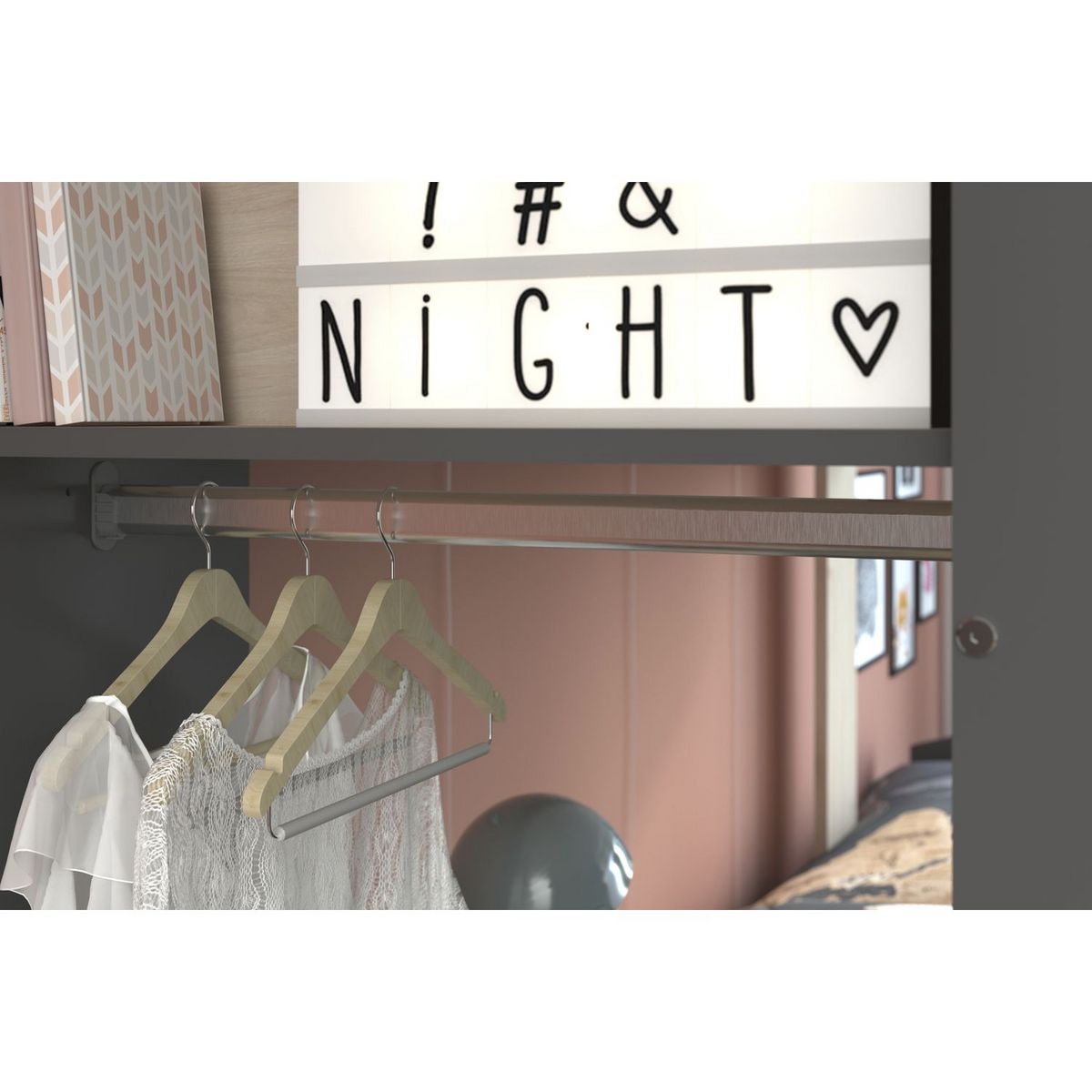 Lit superposé 2x90x200cm avec rangements TIM